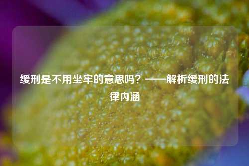 缓刑是不用坐牢的意思吗？——解析缓刑的法律内涵