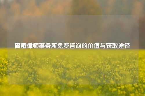 离婚律师事务所免费咨询的价值与获取途径