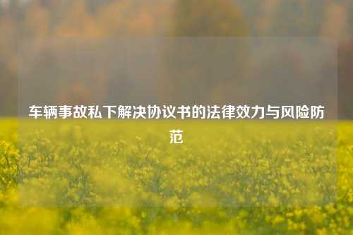 车辆事故私下解决协议书的法律效力与风险防范