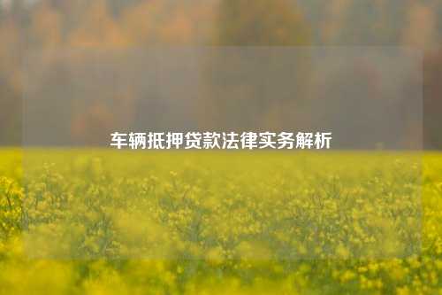 车辆抵押贷款法律实务解析